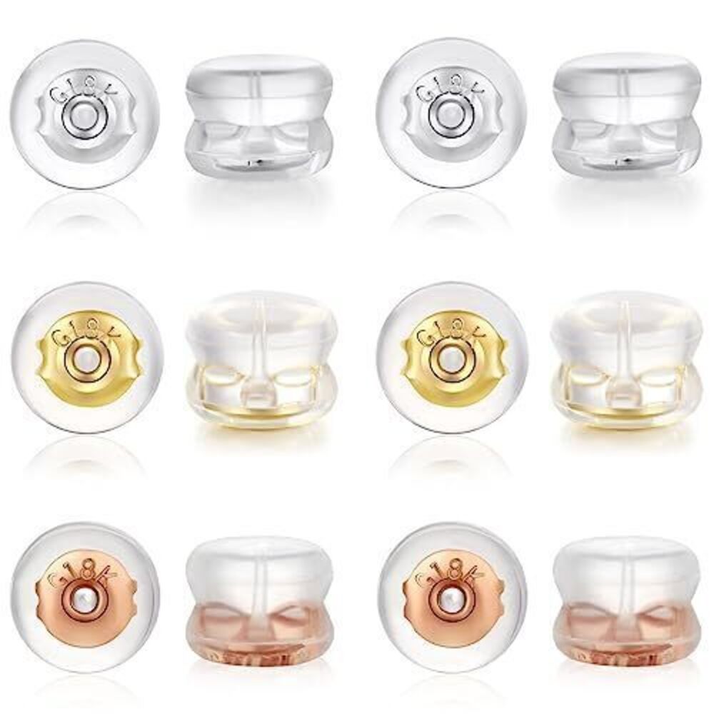 2423 Earring Backs,18K Gold Silicone Earring Backs for Studs/Droopy Ears
